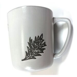 Bee & Willow Embossed Autumn Leaf MUG Beige & Brown Stoneware Fall Coffee Tea VG